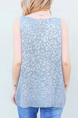 And The Why Leopard Foil Print Sleeveless Sweater Top OutfitFlow