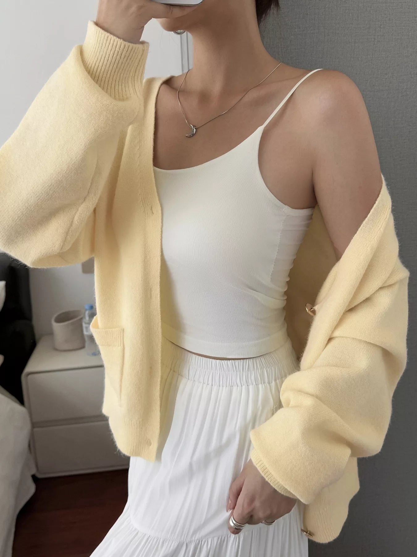 V-Neck Button-Down Cardigan OutfitFlow