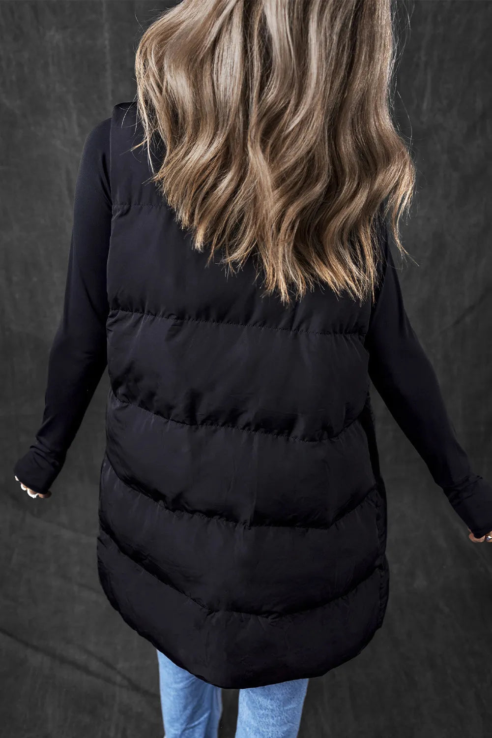 Pocketed Zip Up Vest Coat OutfitFlow