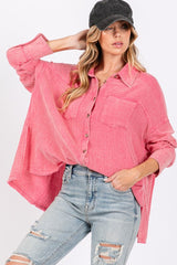 SAGE + FIG Frayed Hem Side Slit Button Down Shirt OutfitFlow