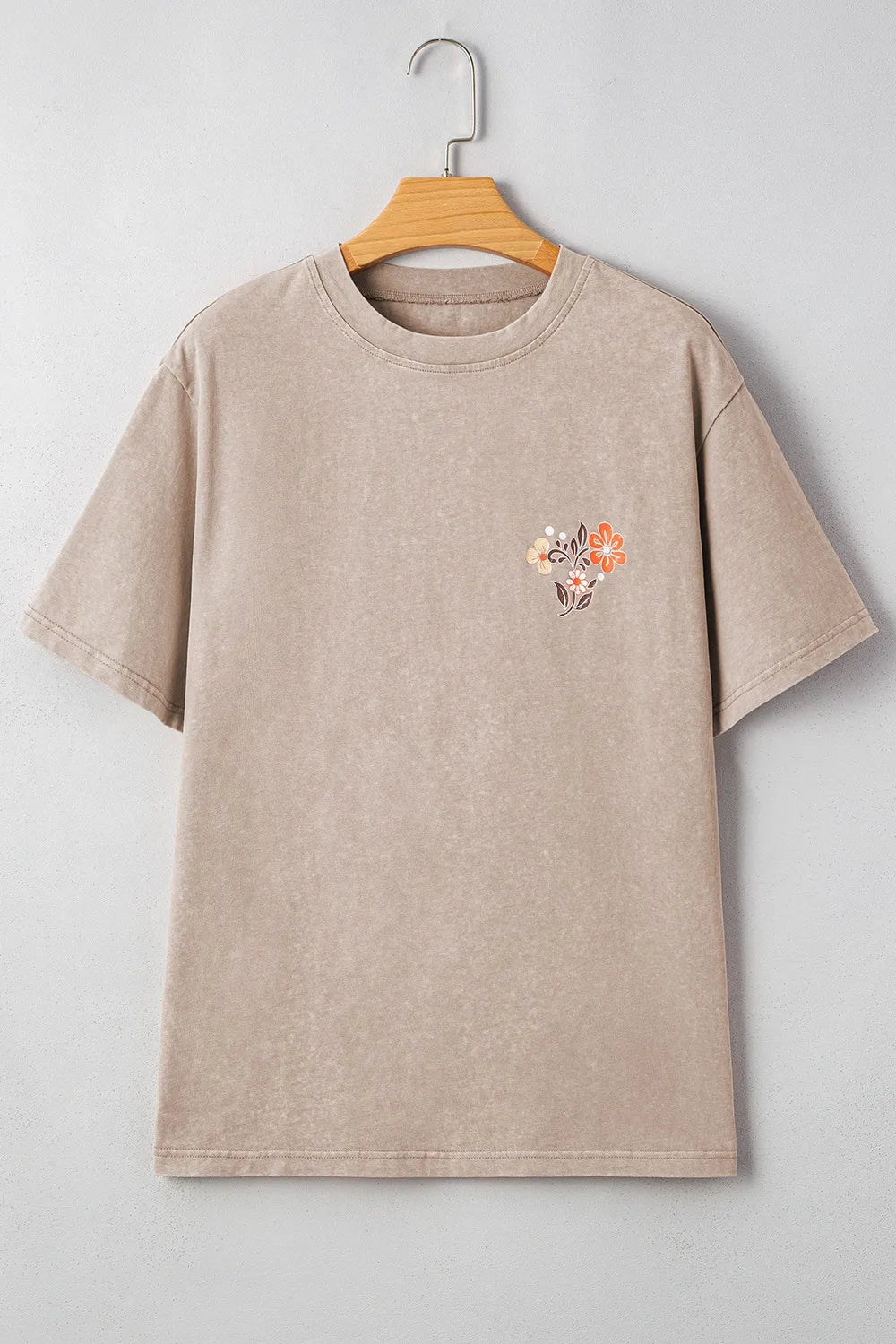 Mineral Wash Floral Steer Head Printed Back Western Fashion Tee OutfitFlow