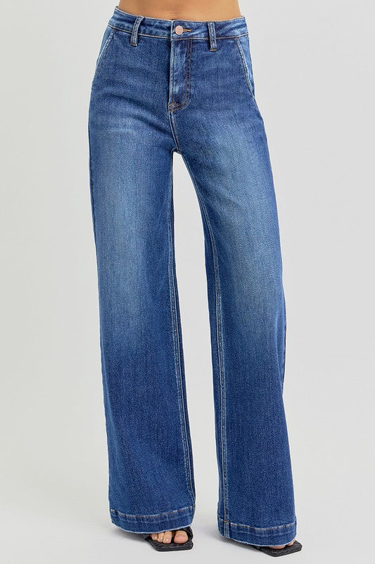 Outfit Flow - RISEN Full Size High Rise Wide Leg Jeans with Slanted Pockets