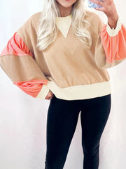 Color Block Long Sleeve Sweatshirt OutfitFlow