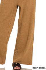 Zenana Cotton Slub Wide Leg Pants OutfitFlow