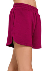 Zenana Scuba Elastic Waistband Dolphin Shorts OutfitFlow