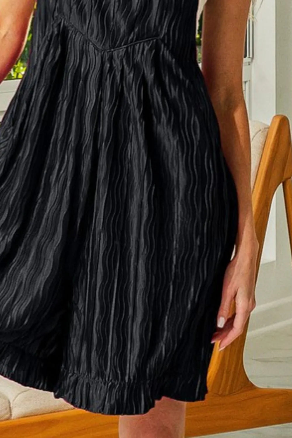 BiBi Wave Pleated Wide Legs Shortalls OutfitFlow