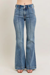 Judy Blue Full Size High-Waist Flare Denim Jeans with Front Seam Detail Plus Size OutfitFlow