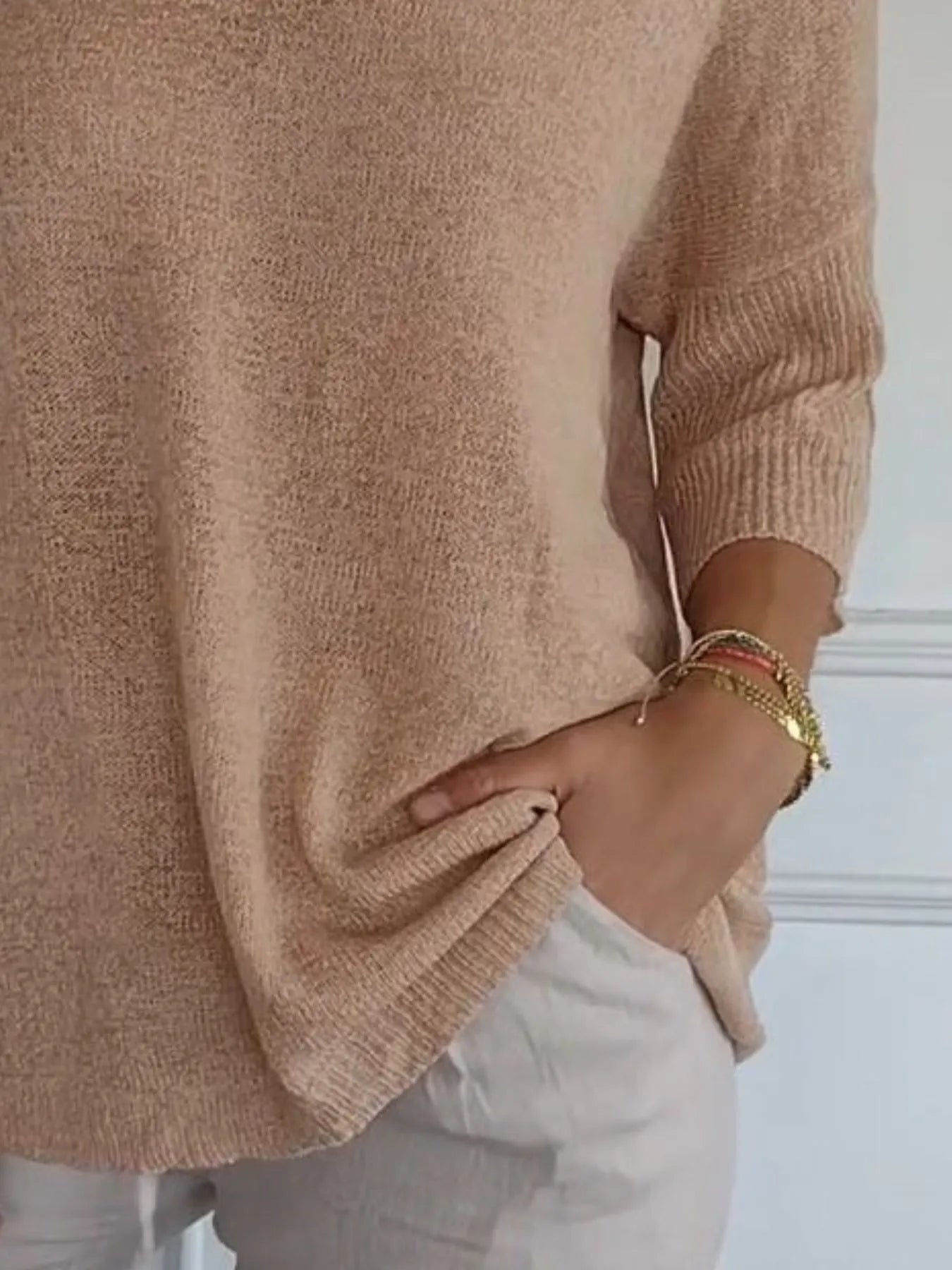 Full Size Relaxed Fit Ribbed Hem Sweater Plus Size OutfitFlow