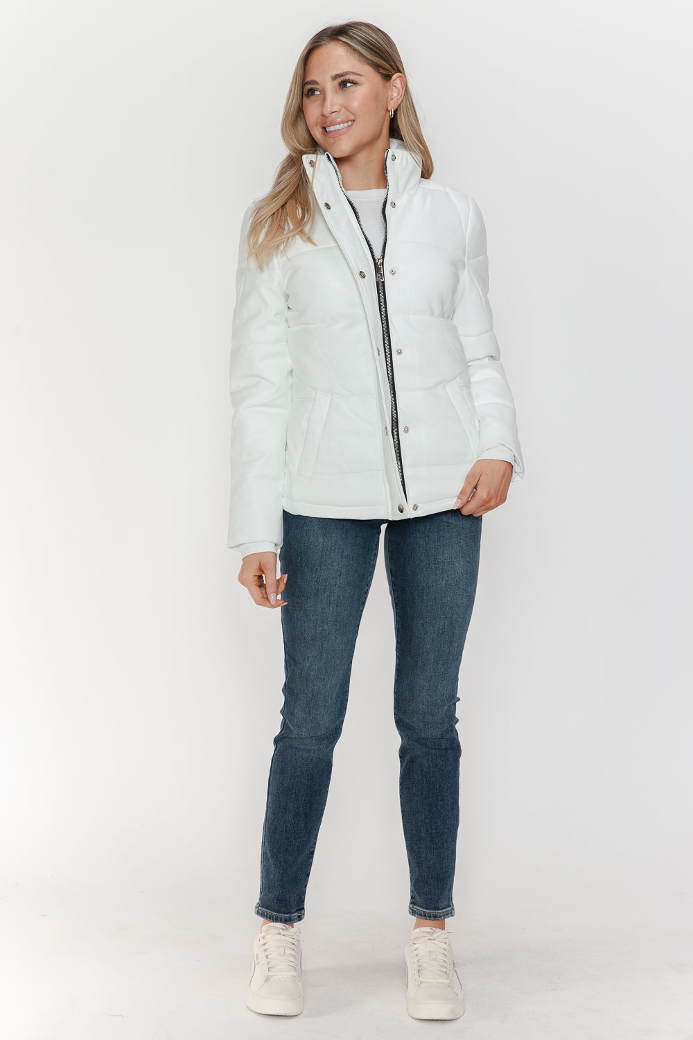 Outfit Flow - YMI Pocketed Zip Up Turtleneck Puffer Jacket