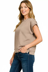 Zenana Scuba Short Sleeve Sweatshirts OutfitFlow