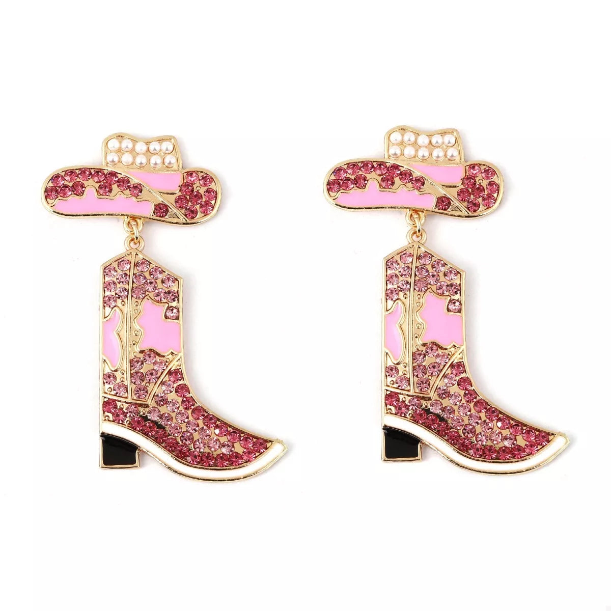 Rhinestone Cowboy Boot Dangle Earrings OutfitFlow