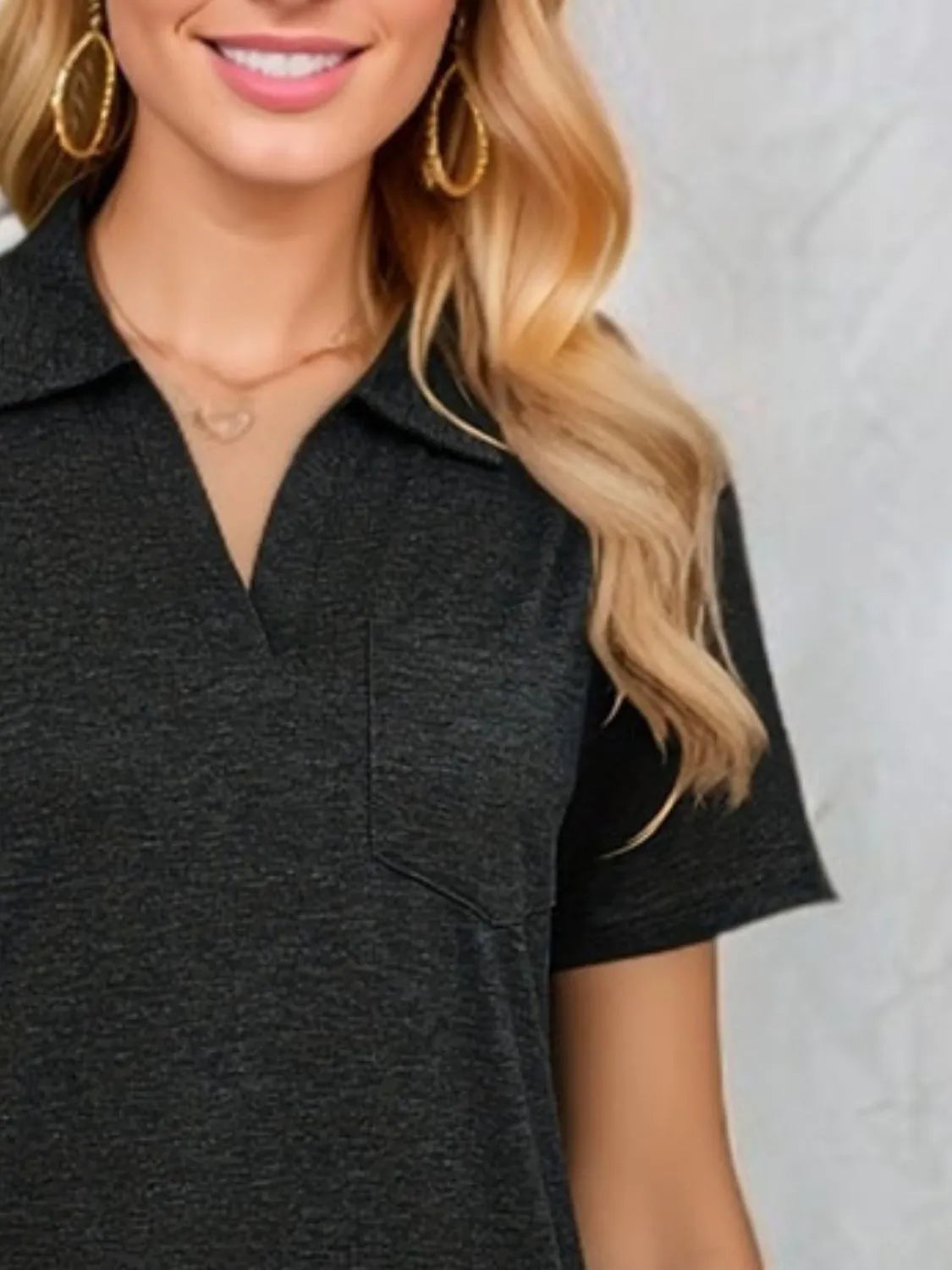 Johnny Collar Short Sleeve Top OutfitFlow