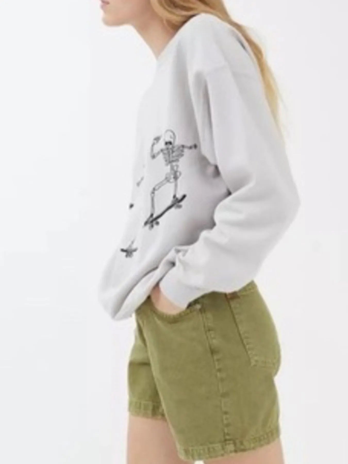 Skeleton Graphic Oversized Sweatshirt OutfitFlow