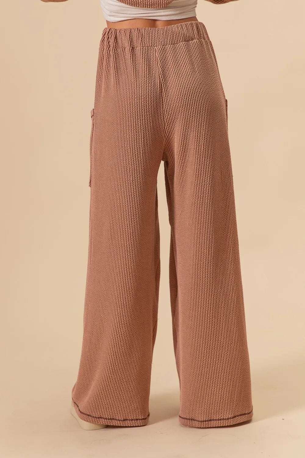 BiBi 2tone Cord Rib Waist Band Side Pocket Pants OutfitFlow