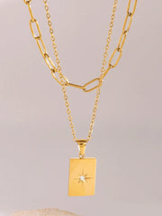 18K Gold-Plated Stainless Steel Double-Layered Necklace Gold One Size OutfitFlow