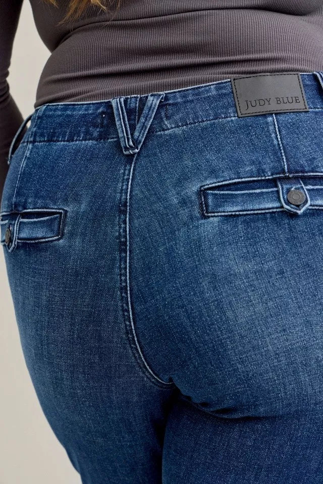 Judy Blue Full Size Mid Rise Bootcut Jeans with Welt Pockets Plus Size OutfitFlow