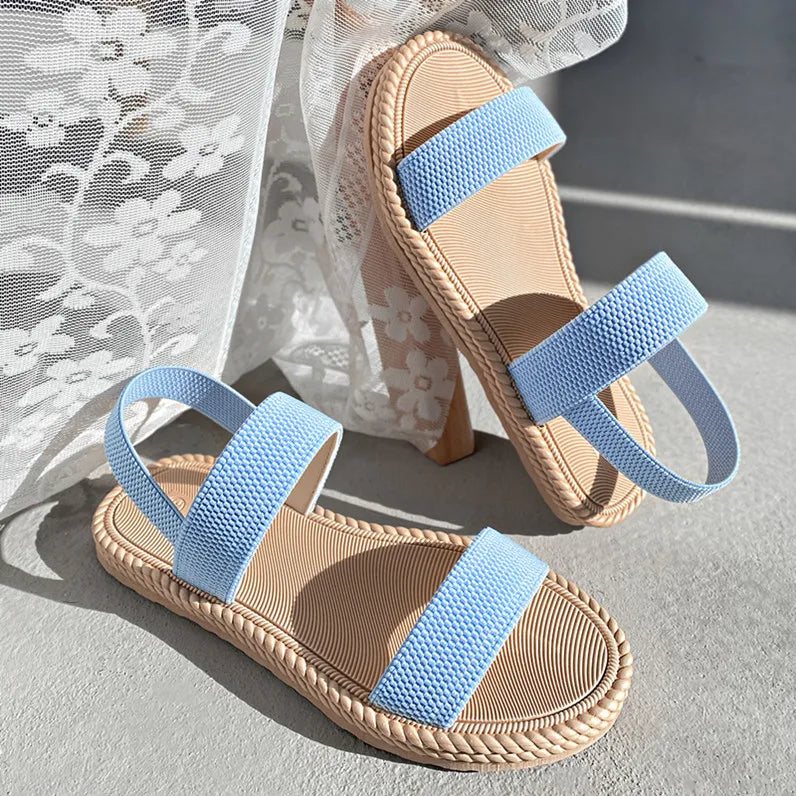 Open Toe Flats Sandals Light Blue OutfitFlow