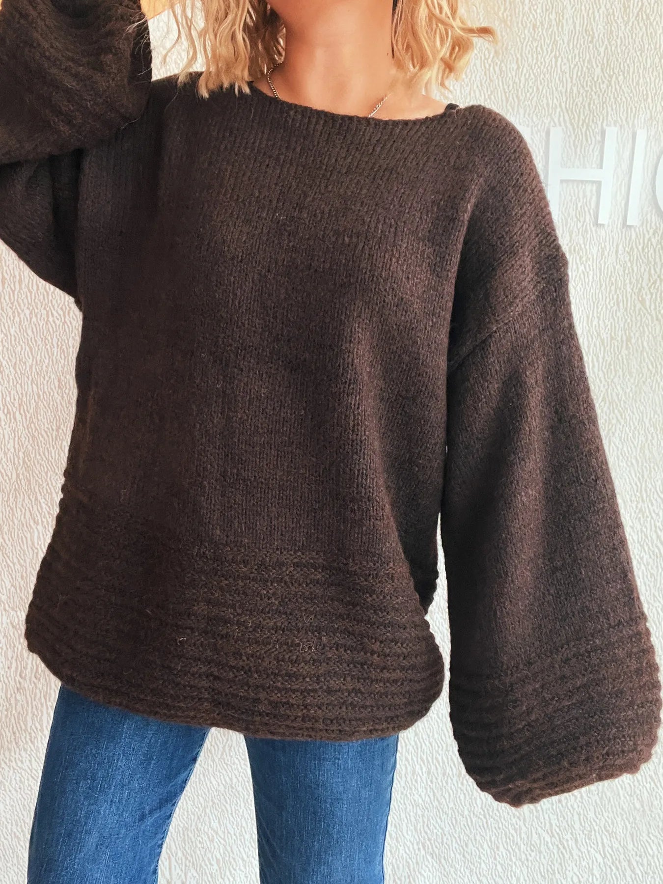 Relaxed Fit Round Neck Sweater Trendsi
