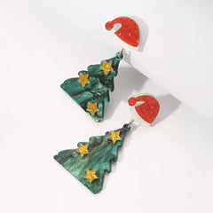 Acrylic Resin Christmas Tree Drop Earrings OutfitFlow