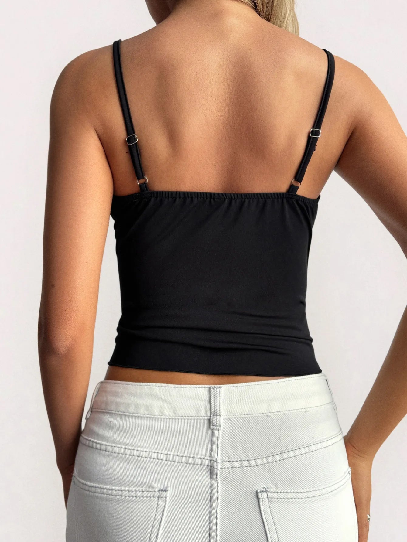 Lace Trim V-Neck Cami Top OutfitFlow