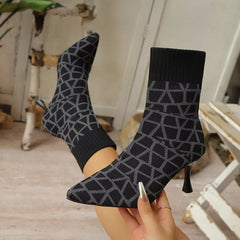 Mesh Point Toe Stiletto Boots OutfitFlow