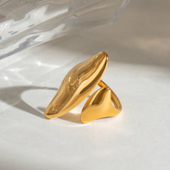 Stainless Steel Abstract Double Leaf Ring OutfitFlow