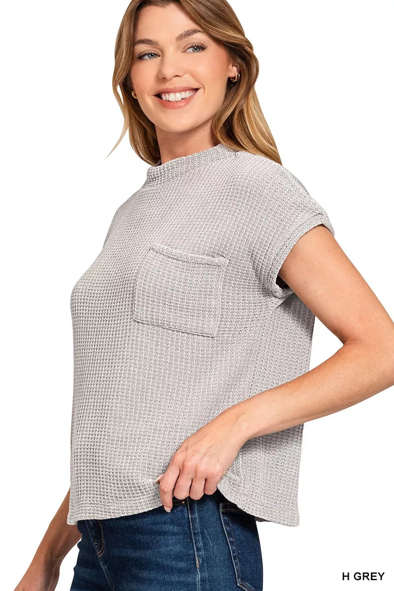 Zenana Chenille Waffle Short Sleeve Sweater OutfitFlow