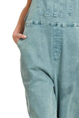 Zenana Washed Knot Strap Relaxed Fit Overalls OutfitFlow