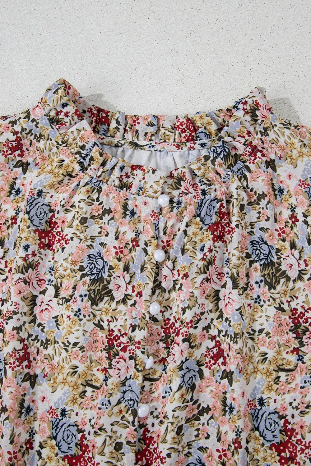 Floral Print Ruffle Cap Sleeve Blouse OutfitFlow