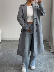 Double-Breasted Longline Coat Trendsi