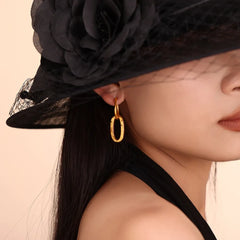 18K Gold-Plated Titanium Steel Annulus Earrings OutfitFlow