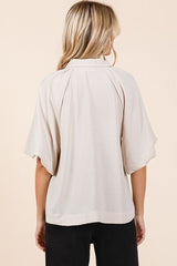 Mittoshop Airflow Short Bubble Sleeve Button Down Shirt OutfitFlow