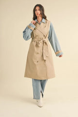 MABLE Layered Look Trench Coat With Denim Jacket Trendsi