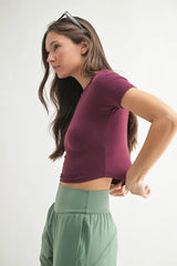 MONO B Essential Micro-ribbed Cropped Athleisure Tee OutfitFlow