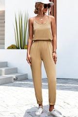 Outfit Flow - Scoop Neck Spaghetti Strap Jumpsuit