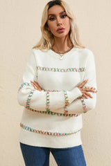 Round Neck Long Sleeve Sweater Trendsi