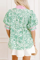 Printed Puff Sleeve Blouse OutfitFlow