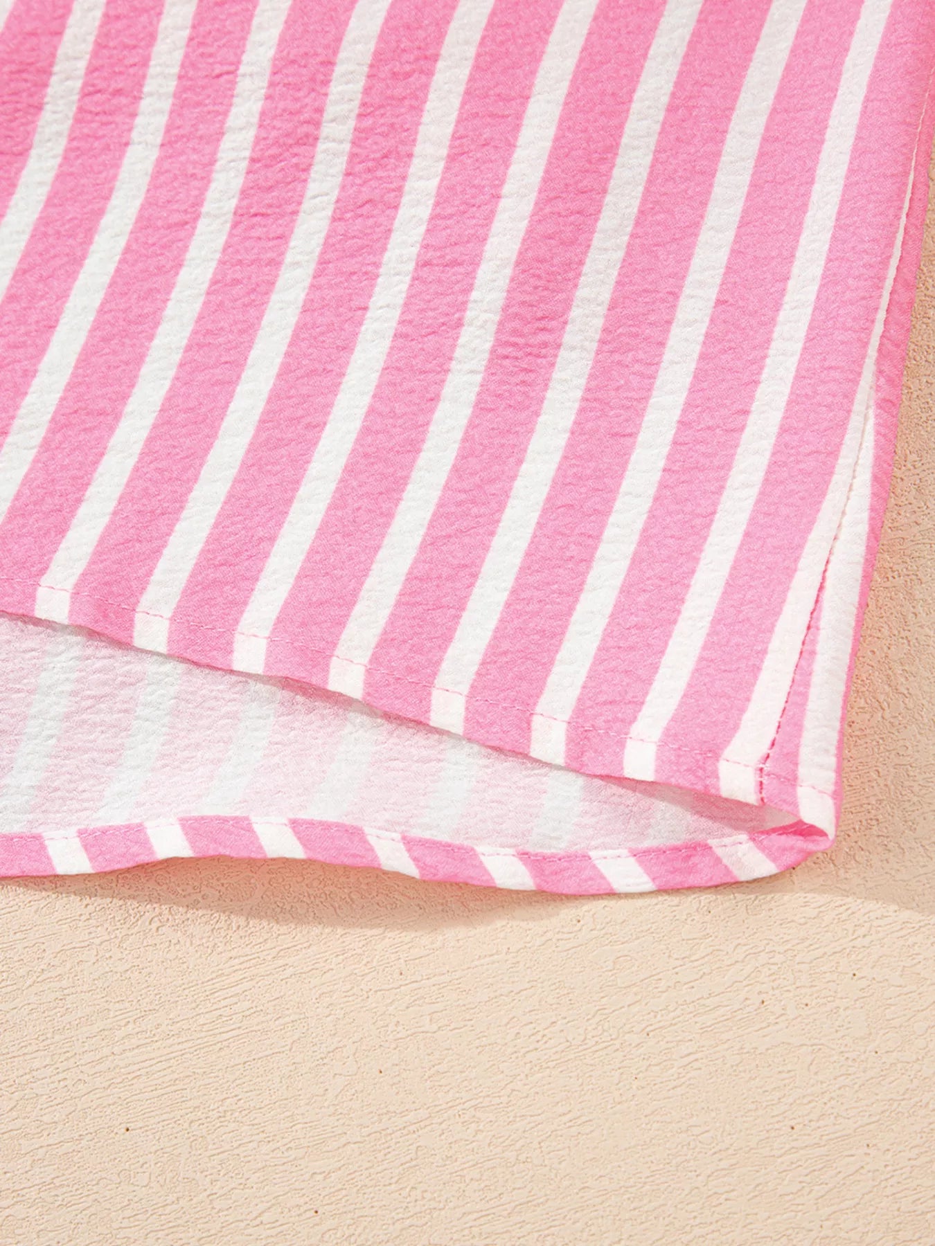 Stripe Buttoned Front Long Sleeve Top and Pants 2 Piece Sleepwear OutfitFlow