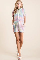 BiBi Tie Dye French Terry Hoodie Top and Bottom Set OutfitFlow