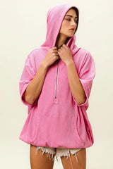 BiBi Vintage Washed Waffle Thermal Hoodie OutfitFlow