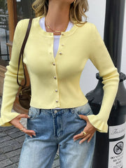 Ribbed Knit Button-Down Cardigan OutfitFlow