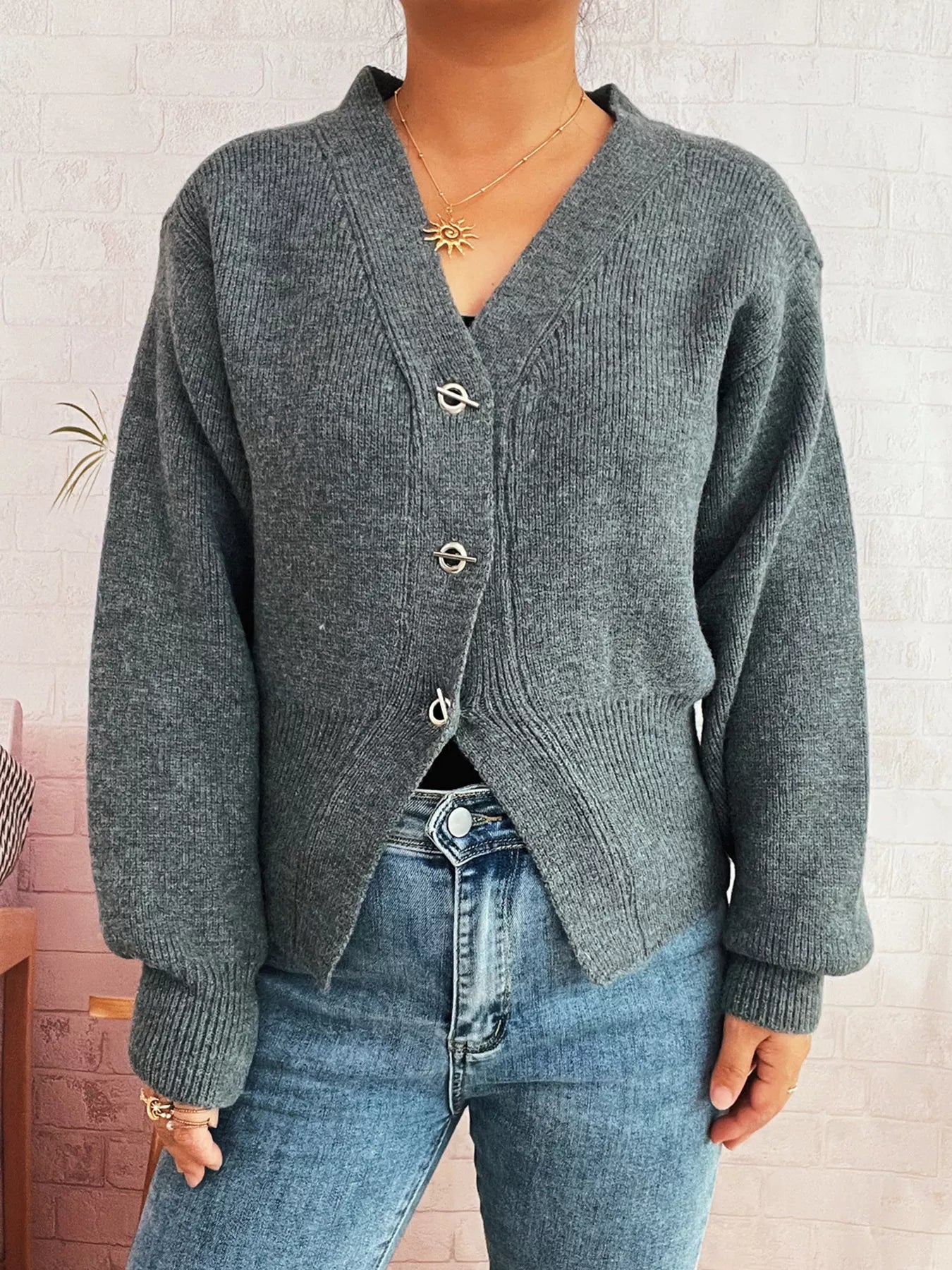Button Up Long Sleeve Cardigan OutfitFlow
