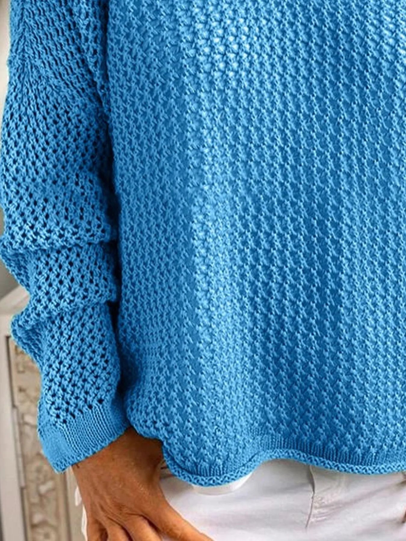 Openwork Long Sleeve Hooded Knit Cover Up OutfitFlow