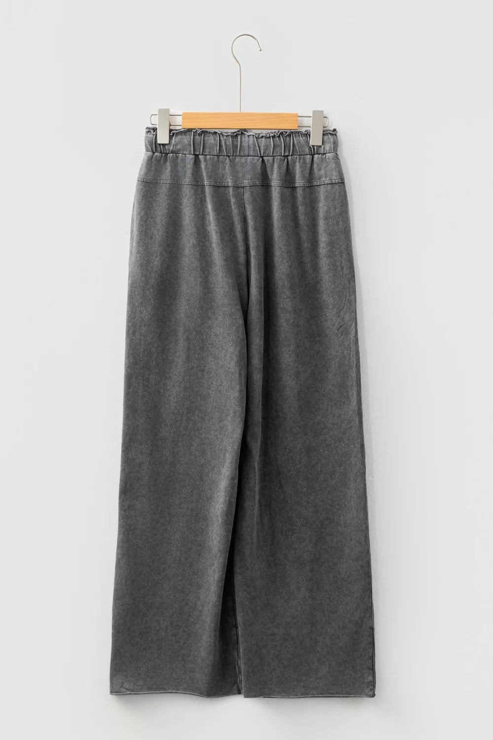 Mineral Wash Lace-up High Waist Raw Hem Patched Pocket Pants OutfitFlow