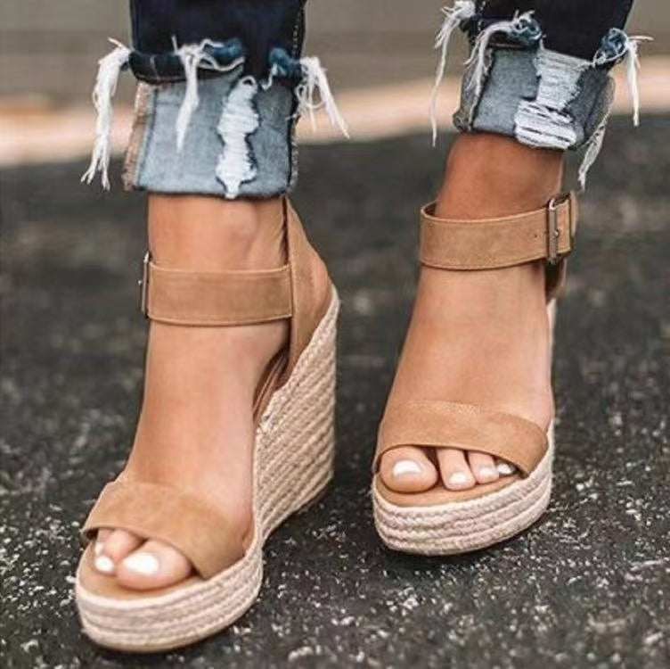 Outfit Flow - Open Toe High Heel Wedge Sandals