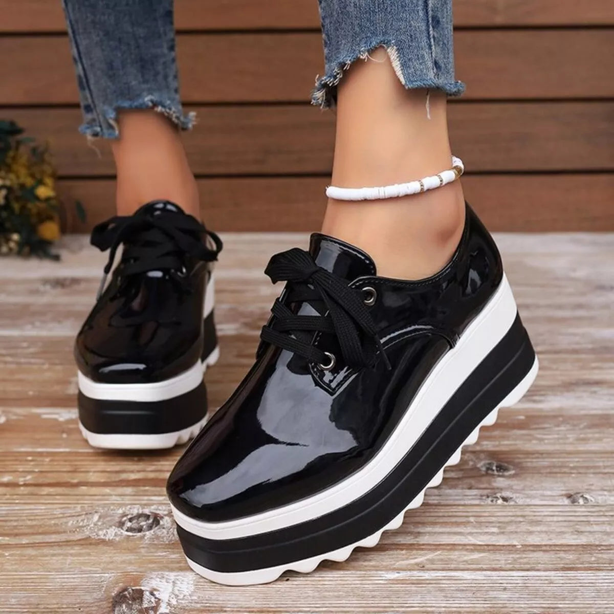 Lace Up Platform Sneakers Trendsi
