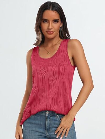 Round Neck Wide Strap Tank Strawberry OutfitFlow