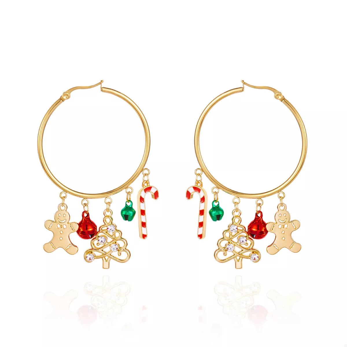 Christmas Theme Hoop Earrings OutfitFlow