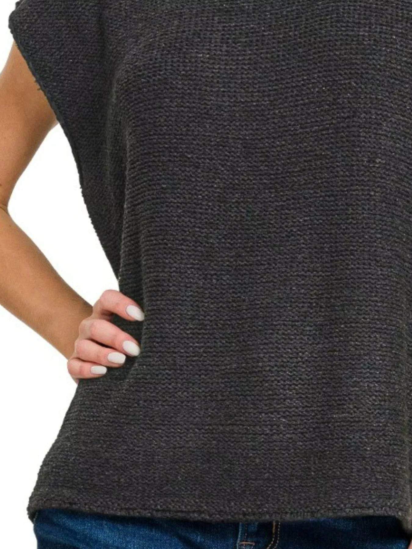 Zenana Oversized Crew Neck Sweater Vest Trendsi