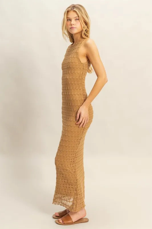 HYFVE Sleeveless Crochet Open Back Maxi Dress OutfitFlow
